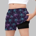 thumbnail image 2 of Favoffer Big Boys Swim Trunks Palm Tree Print Double Layer Quick Dry Breathable Elastic Waist Beach Shorts Knee Length Bottoms for Seaside Surfing Vacation Camping Outdoor Travel 5-15Y, 2 of 6
