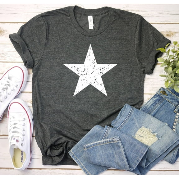 Distressed Star Shirt, White Star Shirt, Star Shirt, Star Tee Shirt, Big Star T Shirt, Star Shirt Women, Men'S Star T-Shirt