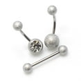 thumbnail image 2 of Belly Button Ring and Tongue Ring Barbell Package of 3 Sand Finish CZ Jewelry, 2 of 17