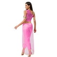 thumbnail image 2 of Aislor Women's Arabian Princess Belly Dance Costume Gem Decor Shiny Tulle Overlay Jumpsuit for Party Hot Pink XL, 2 of 7