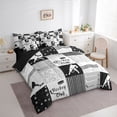 thumbnail image 3 of Homewish Cartoon Ice Hockey Twin Bedding Sets 7-Piece for Teens, Sports Lover Bedding Comforter Set, Grey Buffalo Plaid Reversible Sheet Sets, Microfiber Bedroom Decor, 3 of 7