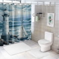 thumbnail image 7 of Orinice   Shower Curtain Sets,Lighthouse Coastal Nautical Seascape Ocean Sailboat Bathroom Curtain with Hook (Bath Mat,Toilet Seat Cover, U-Shaped Toilet) 69x72, 7 of 7