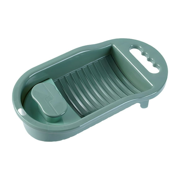 Qyaukm Laundry Wash Board, Household Plastic Clothes Scrubbing Tool with Ribbed Surface, Portable Hand Washing Board for Travel and Home Use (Green)