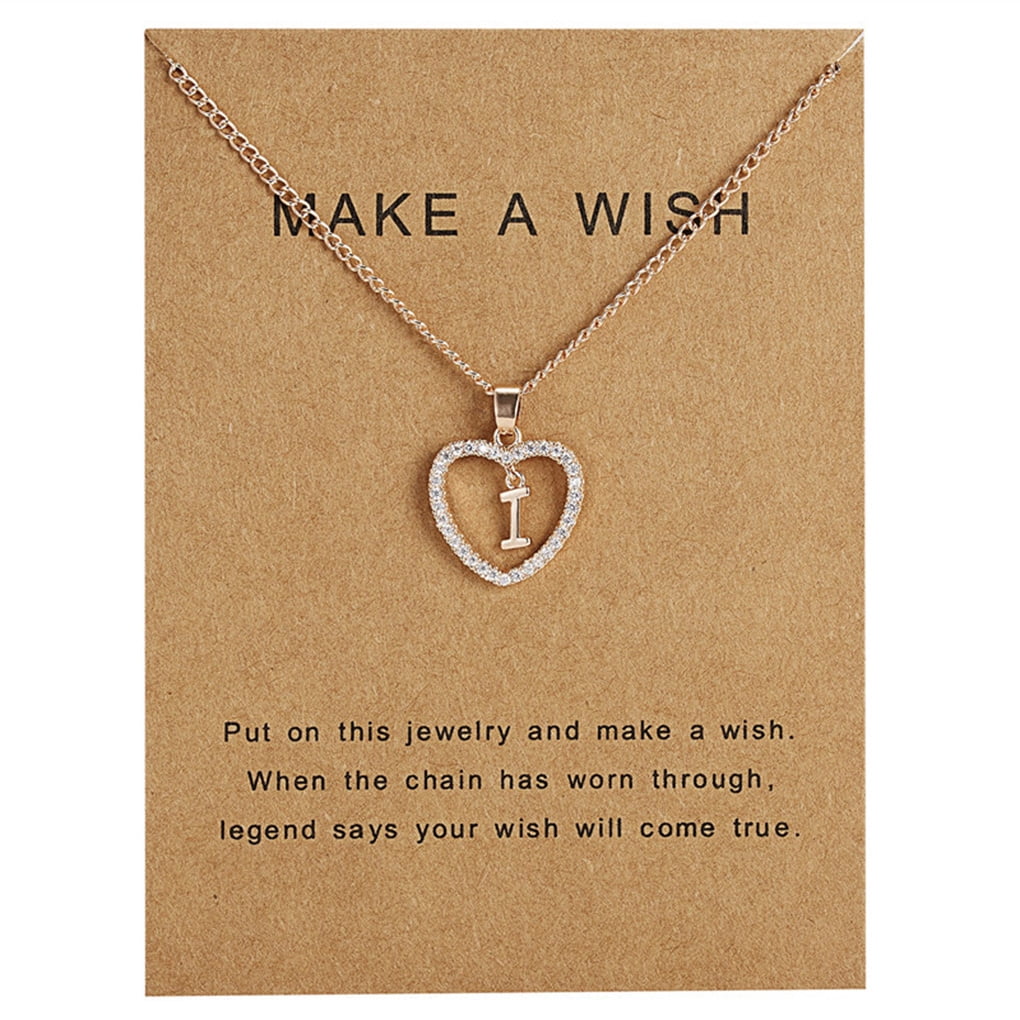ziyahi 26 Letters Z Heart Shape Pendant Necklace Rhinestone Rose