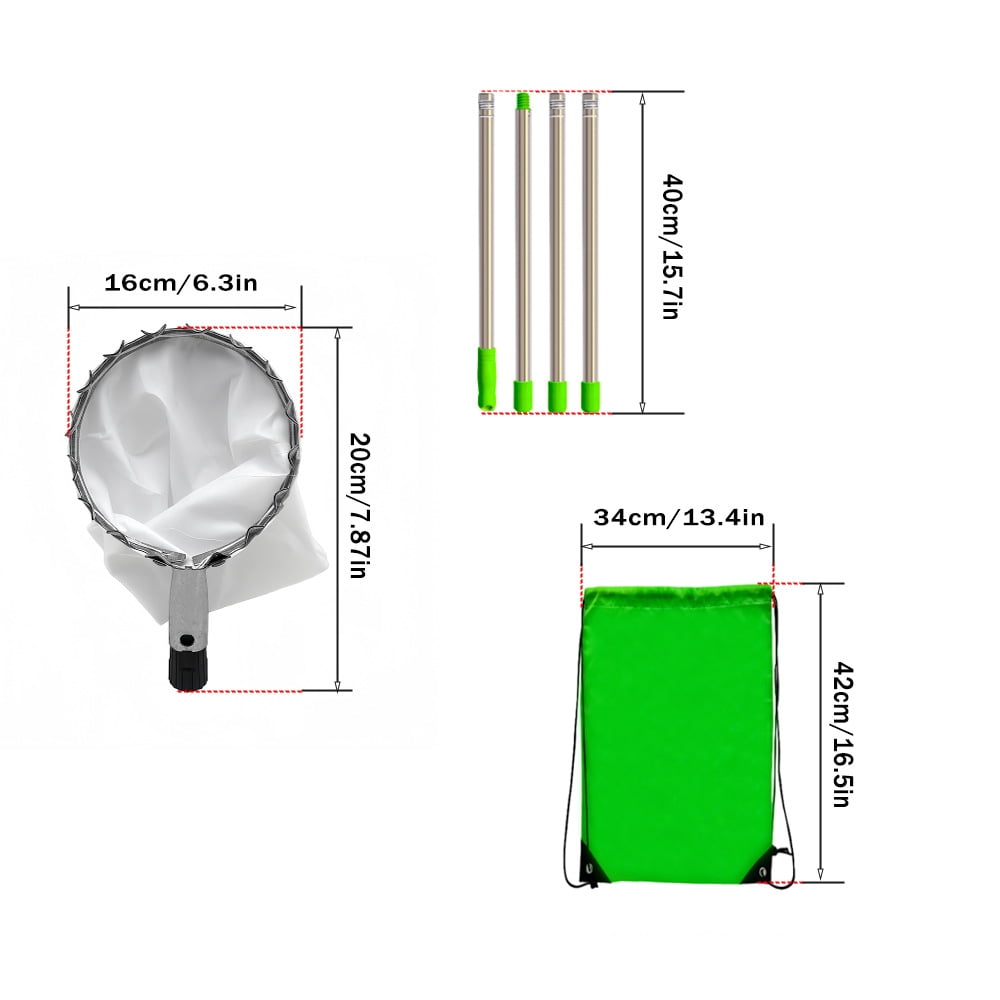 Fruit Picker, Dingrich 2.8 m Apple Picker with Telescopic Handle, Extendable Reach Metal Picker with Cotton Bag, Food Picking Equipment with Non-Slip Grip Handle for Garden Tool