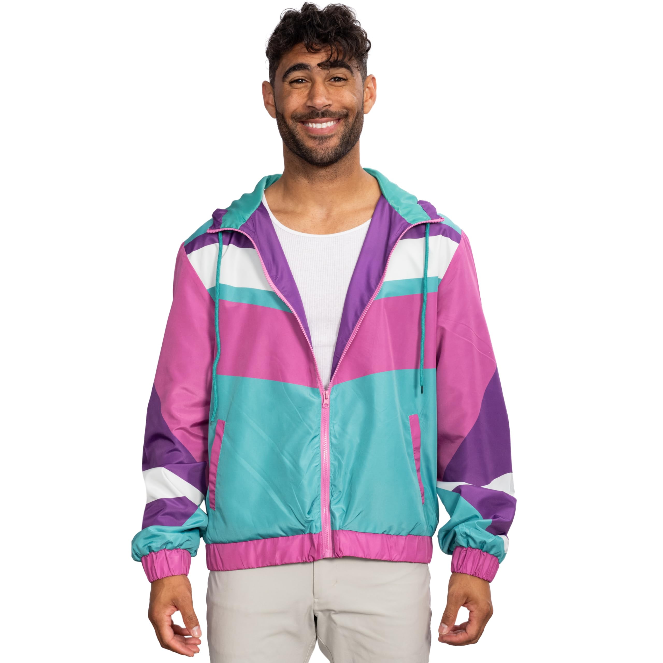 Retro Windbreaker Jacket Lightweight 80s & 90s Colorful Designs