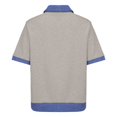 thumbnail image 5 of Women's Denim Patchwork Lapel Collar T-Shirt, Short Sleeve Casual Pullover Top, Soft Loose Fit Streetwear Shirt for Daily Wear and Casual Summer Outfits Beige L, 5 of 9