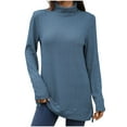 thumbnail image 2 of YHAJDS Women Winter Oversized Sweatshirt,Women's Long Sleeve Tops Womens Sweatshirts Blouse Coat Solid Color High Neck Loose Long Sleeve Top with Side Slit for Fall and Winter, 2 of 5