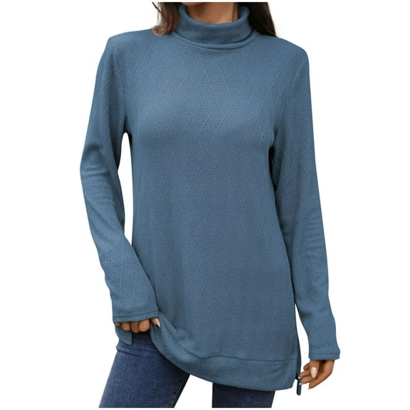 ShiShine Solid Color Tops for Women Long Sleeve Turtleneck Tunics Lightweight Fall Sweaters