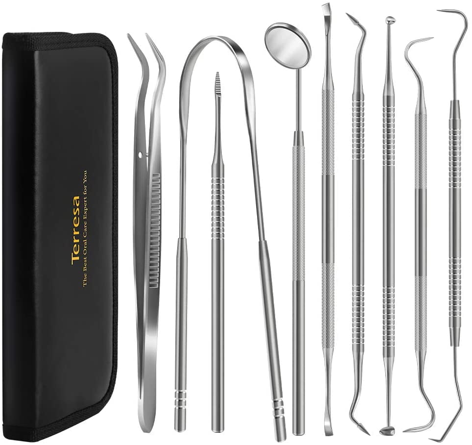 Dental Pick Tools, 9 Pack Professional Stainless Steel Dental Scaler