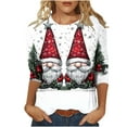 thumbnail image 3 of JURANMO Christmas Clearance Christmas Shirts for Women Funny Santa Claus Print 3/4 Sleeve Tops Blouses 2024 Dressy Casual Crewneck Holiday T Shirts Multicolor XXL, 3 of 6