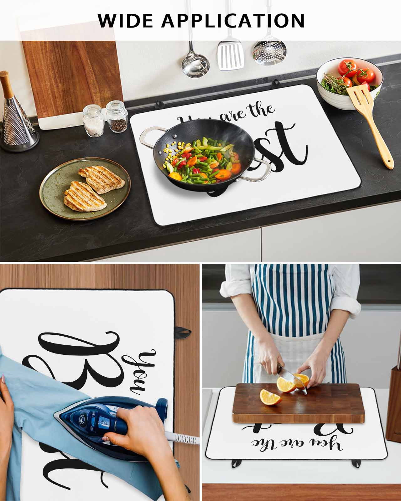 nqOlkjepod Large Induction Cooktop Protector Mat 24"x21", You Are The Best Stove Top Covers for Electric Stove, Black Words Decorative Stove Burner Cover Mats, Glass Top Stove Cover
