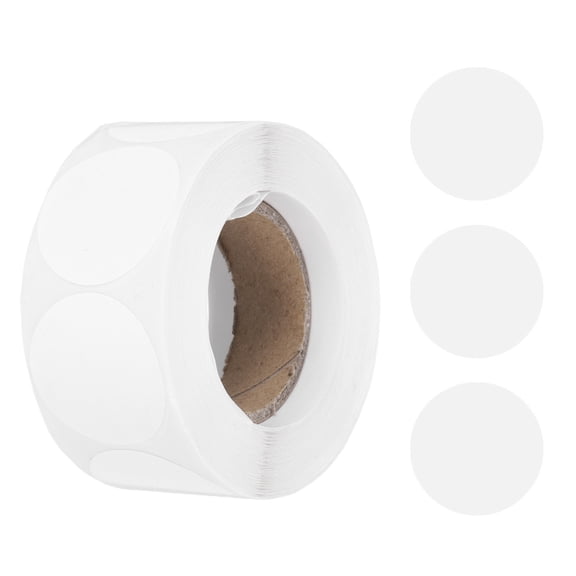 Uxcell 500pcs White Round Stickers Roll 1 Inch Self-Adhesive Stickers for DIY Crafts