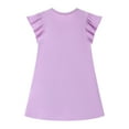 thumbnail image 2 of HILEELANG Baby Girls Short Sleeve Dress Cotton Casual Purple Mouse Applique Jersey Shirt Playwear Dresses 2T, 2 of 5