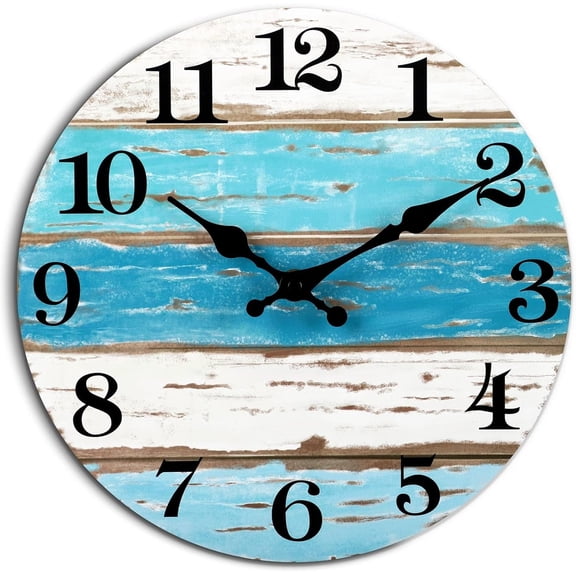 Wall Clock - Beach Themed Blue Wall Clocks Battery Operated Silent Non-Ticking, Coastal Nautical Clock Decorative for Home Kitchen Living Room Office Bathroom Bedroom(10 Inch)