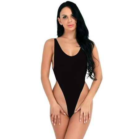 

Alvivi Women Lingerie High Cut Backless See-through Thong Leotard Bodysuit