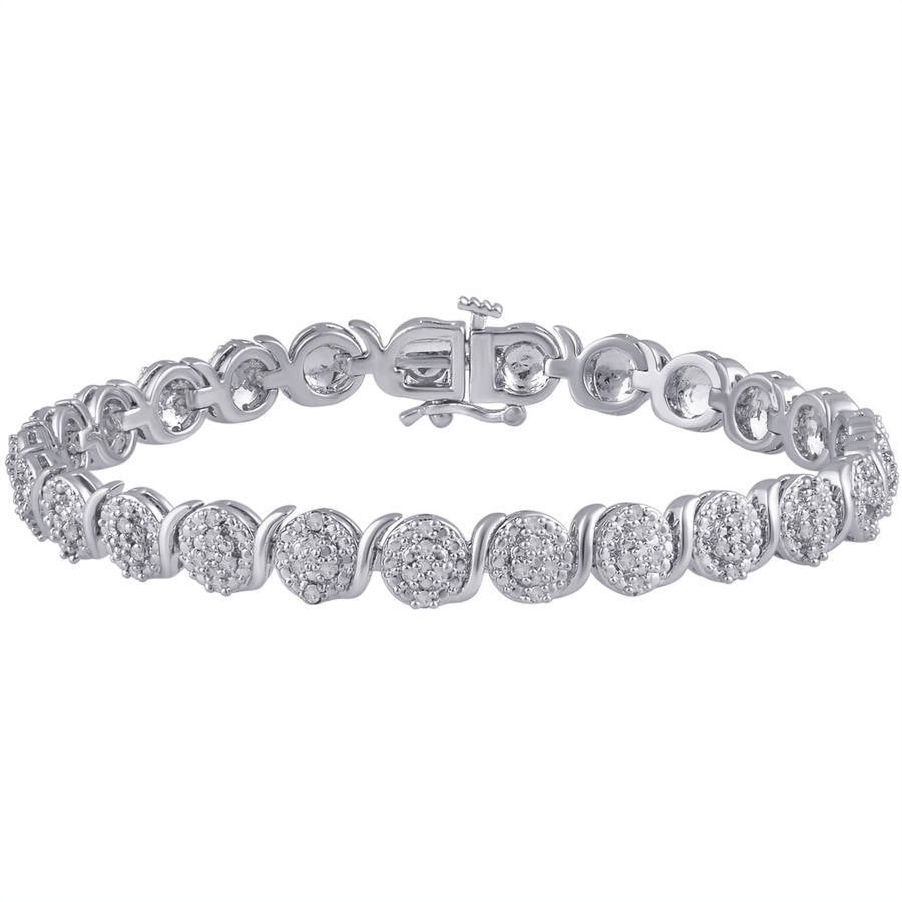 1.00 Carat T.W. Diamond Silver-Tone Fashion Cluster Bracelet, 7.50"