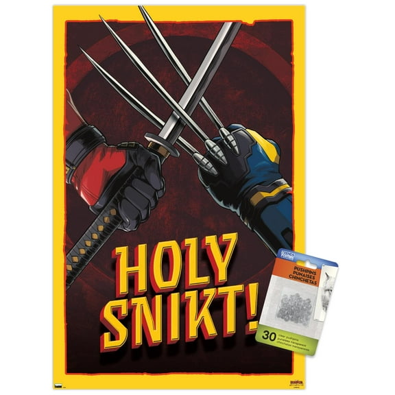 Marvel Deadpool & Wolverine - Holy Snikt! Wall Poster with Push Pins, 14.725" x 22.375"