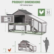 Aivituvin Mobile Chicken Coop with Run Large Hen House with Wheels Chicken House Poultry Cage with Nesting Box, Pull-Out Tray for 3-5 Chickens Brown