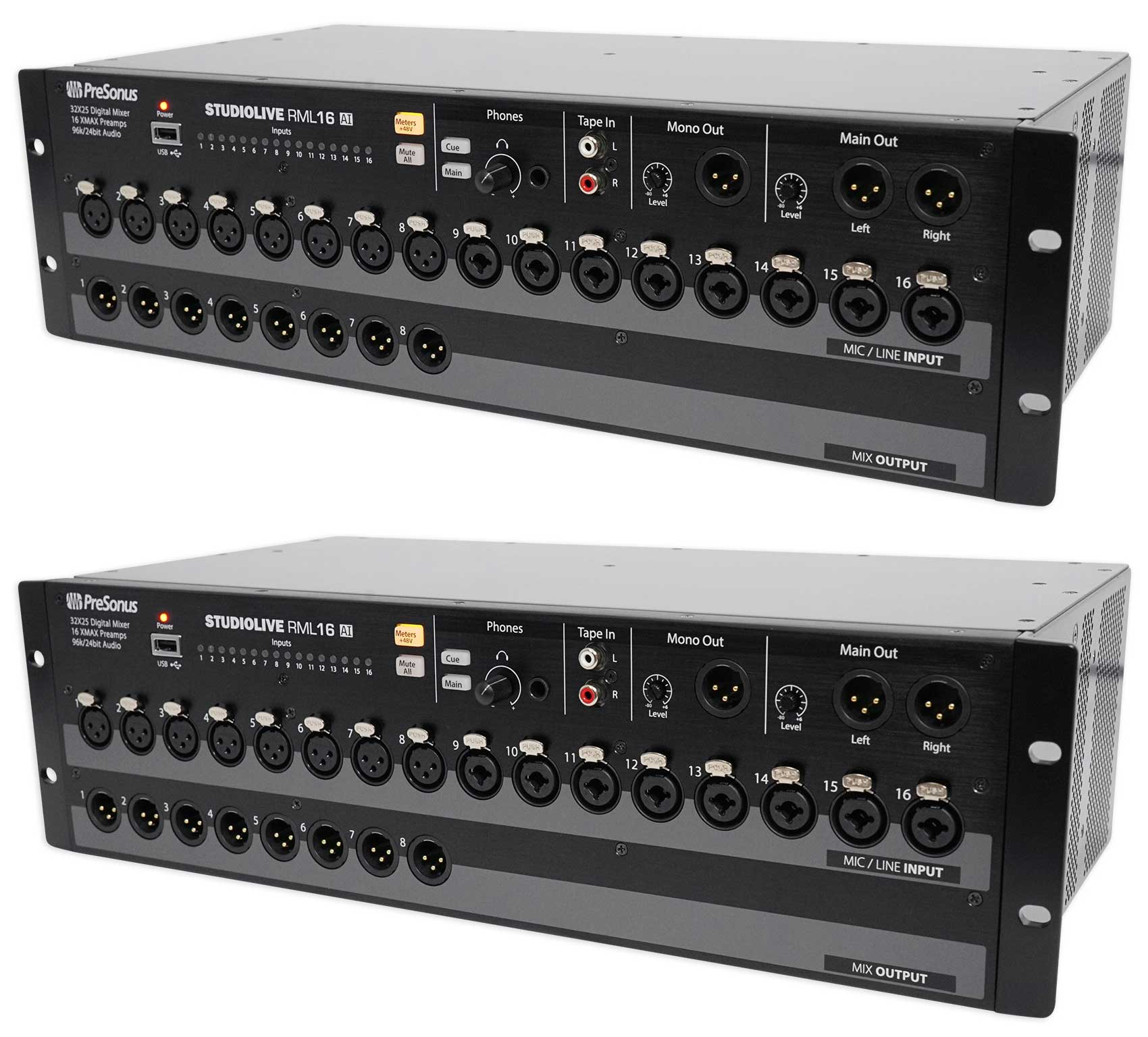 (2) PRESONUS StudioLive RML16AI 16Channel RackMount Digital Mixers w16 Preamps