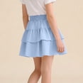 thumbnail image 5 of ATOGUTA Floral Skirts for Girls Blue Elastic High Waist A-Line Short Mini Skirt for School Casual 5T-16, 5 of 7