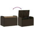 thumbnail image 5 of vidaXL Storage Bench with Cushion Brown 80x51x52 cm Poly Rattan, 5 of 5