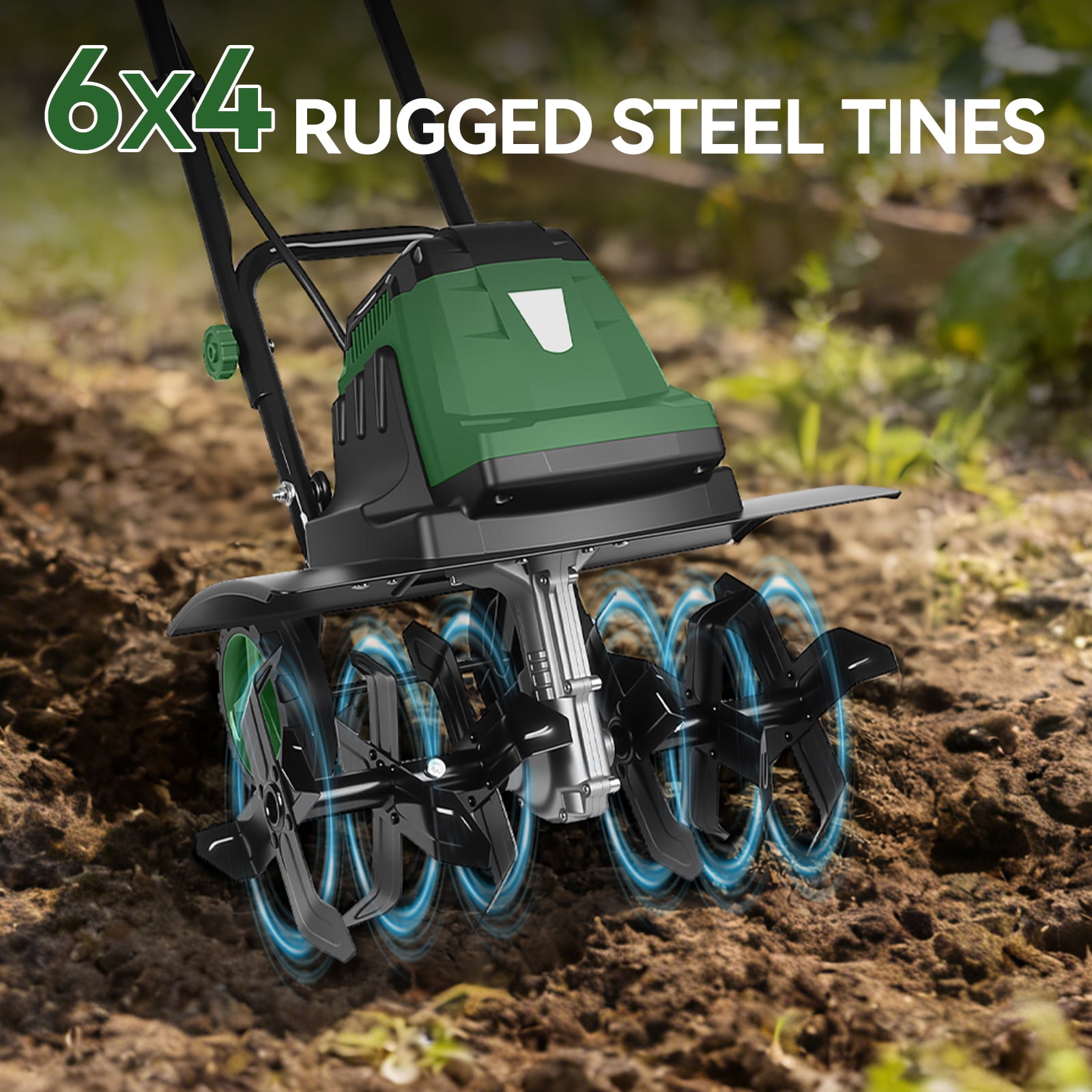 18 Inch Electric Tiller Cultivator, 15 Amp Corded Tiller with Foldable Handle, 6 Steel Tines with Wheels for Lawn, Garden and Field Soil Cultivation
