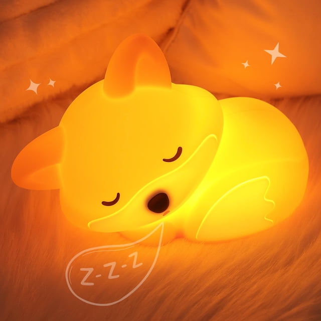 Luz nocturna de silicona Okayera Fox para niños, recargable