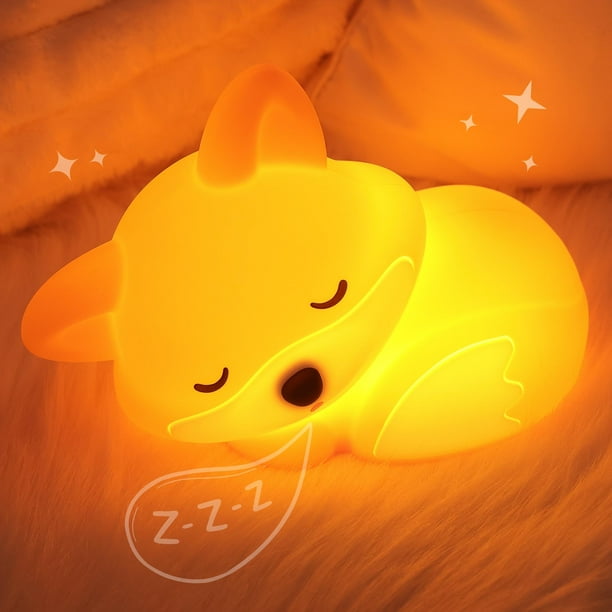 Luz nocturna de silicona Okayera Fox para niños, recargable