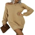 thumbnail image 1 of COUTEXYI Femmes Off Épaule Pull Robe Manches Longues Robe en Tricot en Vrac Automne Mini Robe, 1 of 5