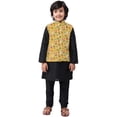 thumbnail image 1 of eloria Boys Hawaii Printed Nehru Jacket Front Button Closure Casual Party Wear Vest Waistcoat Mustard, 1 of 7