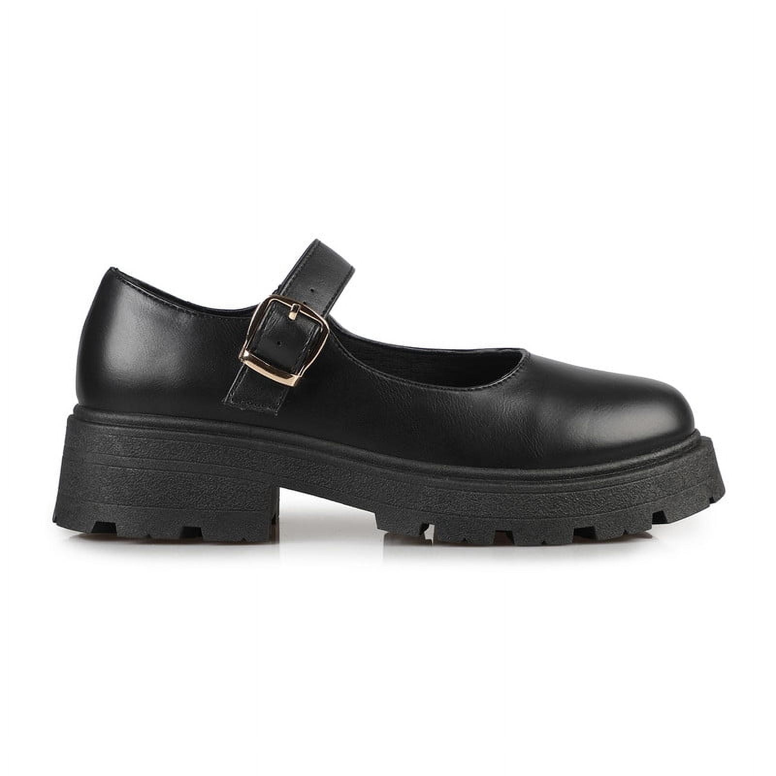Women's Mary Jane Platform Heeled Lug Sole Ankle Strap Pumps Dress Shoes