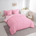 thumbnail image 3 of Homewish Geometric Plaid 7-Piece Twin Bedding Sets,Modern Minimalist Checkerboard Bedding Comforter Set,Pink White Sheet Sets For Teens,Ultra Soft Home Decor Reversible, 3 of 8