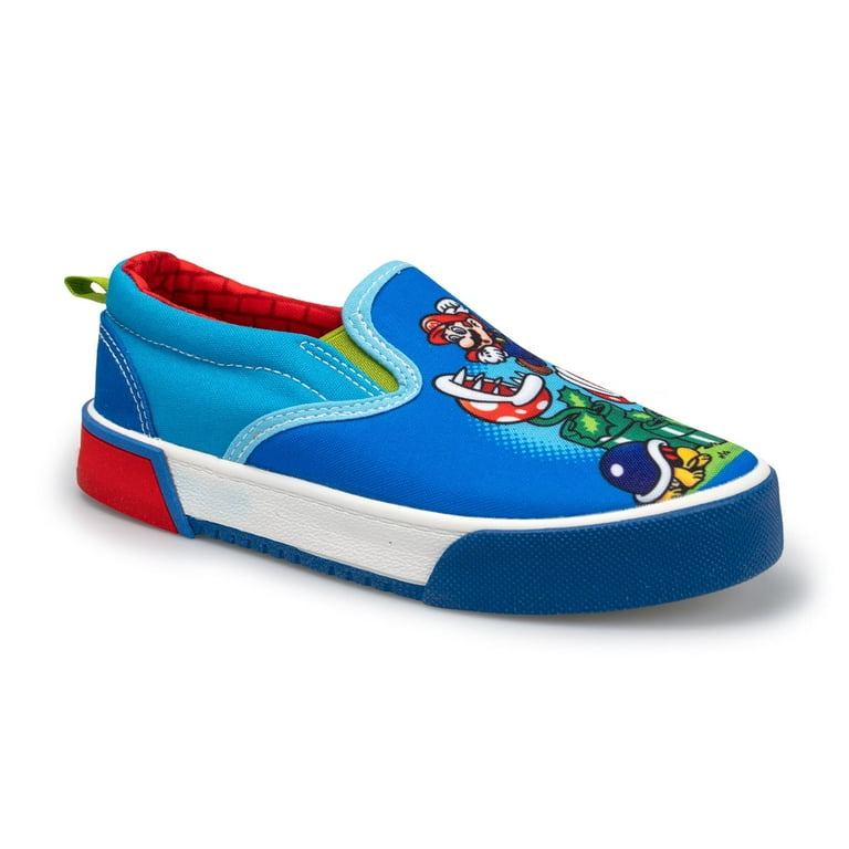Ground Up Nintendo Super Mario Boys Slip-On Canvas Sneakers with
