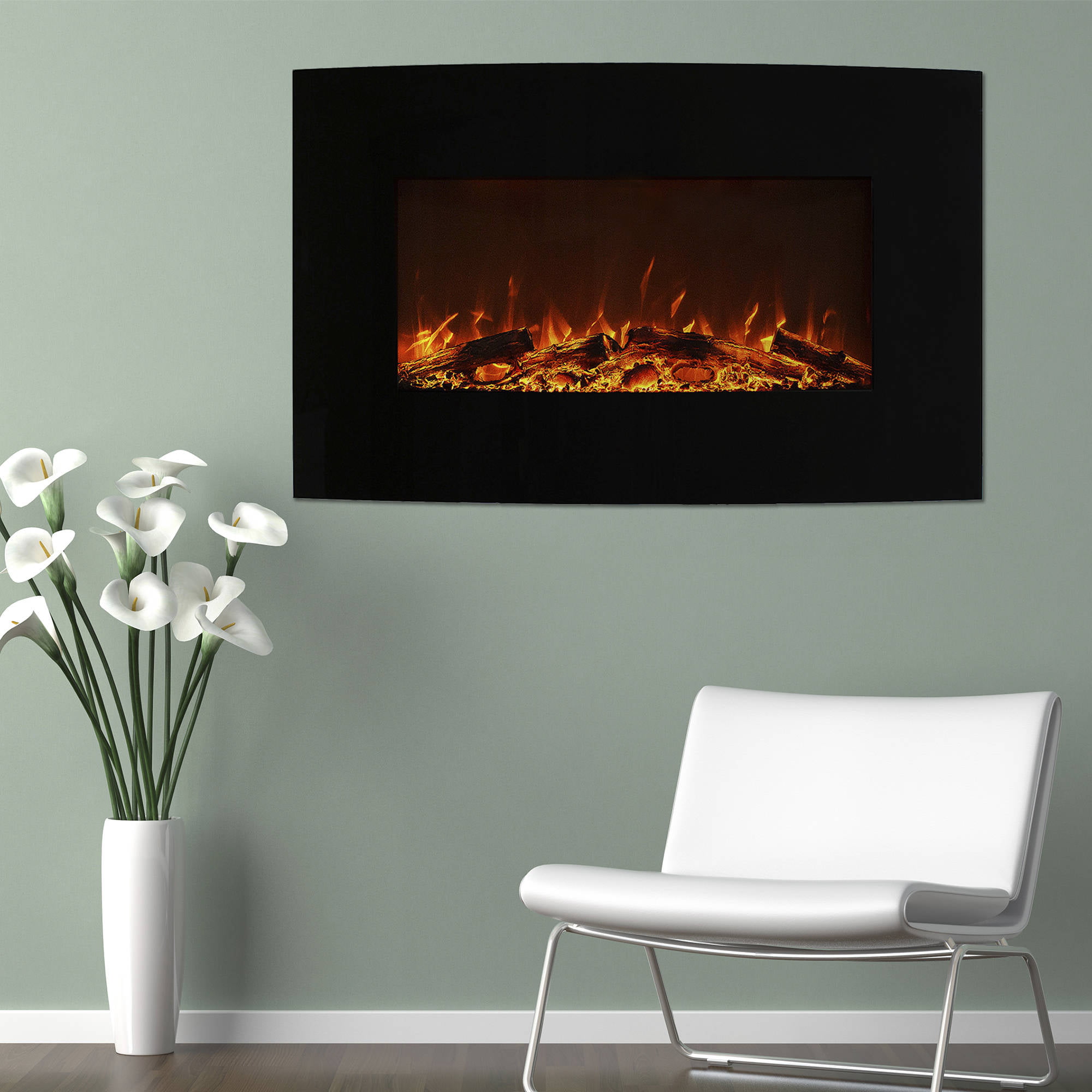 Wall Mounted Electric Fireplace, 36 Inch Electric Fireplace Heater