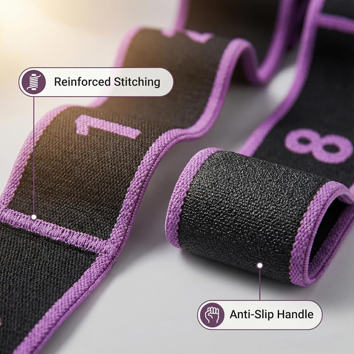 Fitness Resistance Bands, 8-Section Adjustable Exercise Bands, Number Stretch Resistance Band with Clear Markings for Full Body Shaping