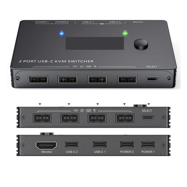 Video Switcher 4k Switch Hd Switch Type-c Switch Two-way Switcher For Computer Monitor Multiple Source 2 Port ,Creative Effects