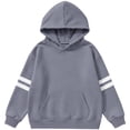 thumbnail image 4 of Vmberlty Hoodies for Girls 2-14 Years Old, Striped Sleeve Pullover Hoodie with Kangaroo Pocket, Loose Drop Shoulder Kids Casual Sport Sweatshirts, 4 of 6