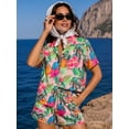 thumbnail image 4 of PINKSIR 2 Piece Outfits for Women Hawaiian Tropical Print Button Down Shirt and Shorts Summer Beach Vacation Sets Resort Wear, 4 of 10