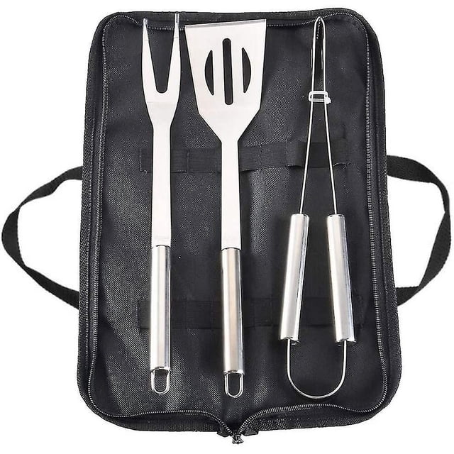 Kit de herramientas para parrilla de barbacoa de acero inoxidable con abrazadera de tenedor y pala