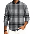 thumbnail image 2 of Men's Plaid Print Round Neck Long Sleeve Ribbed Knit Pullover, Sweater for Fall Winter, Casual Style and Holiday Season,Gray,4XL, 2 of 6