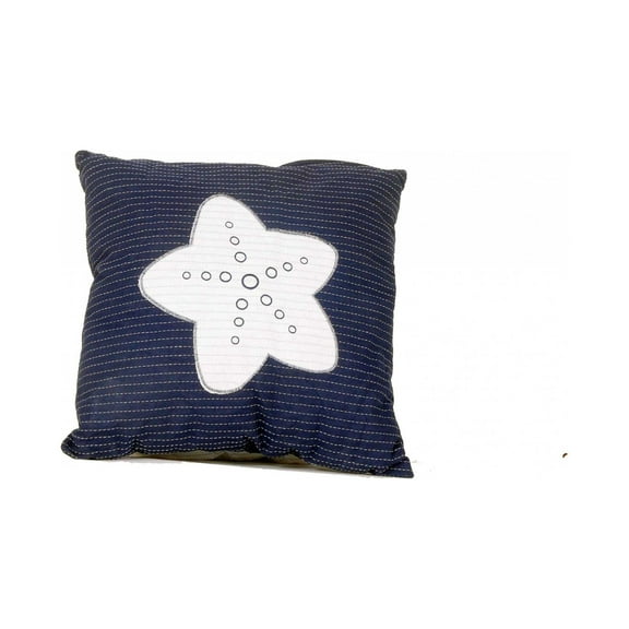 Nautical White Star Blue Square Accent Pillow