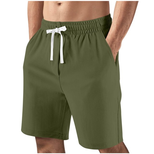 Mgmyaa Men's Casual Shorts Drawstring Elastic Waist Solid Sport Short Pants with Pockets
