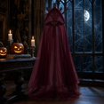 thumbnail image 6 of Fabrcox Halloween Holiday Full Length Hooded Cape, Unisex Adult Double Sided Reversible Mesh Cloak, Black Red Two Tone Garment for Masquerade Christmas Gathering Brown, 6 of 7