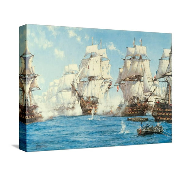 Art.com The Battle of Trafalgar Stretched Canvas Print Wall Art by Montague Dawson, 16" x 12"