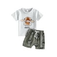 thumbnail image 2 of Baby Boy Summer Clothes Letter T Shirt 6M 12M 18M 24M 3Y Cow Print Retro Boho Jogger Pants Toddlers Country Cowboy Shorts Set, 2 of 10