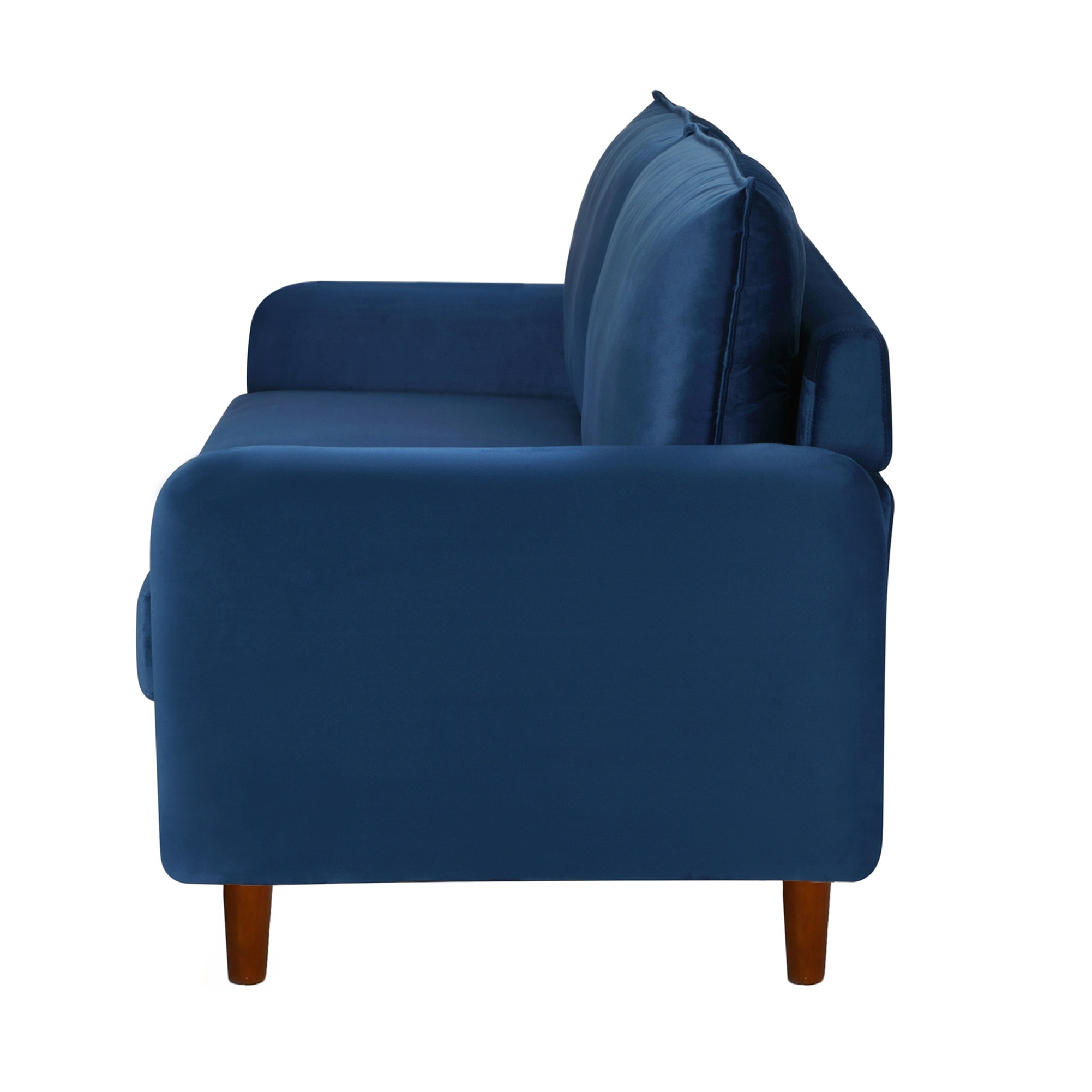 Private Jungle Mid Century Modern Velvet Loveseat Sofa with Wood Legs for Small Spaces (Blue) Private Jungle Mid Century Modern Velvet Loveseat Sofa with Wood Legs for Small Spaces (Blue)