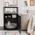 thumbnail image 4 of Costway Cat Litter Box Enclosure with Louvered Door& 3-Tier Shelf Cat House Side Table, 4 of 10