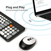 HUO JI Wireless Keyboard and Mouse Combos,USB 2.4GHz Receiver Plug and Play, Mixed Color Round Keycaps Retro Office Keyboards, for Windows, Mac, PC, Laptop, Desktop.(Black Grey)