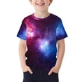 thumbnail image 2 of hengsof Boy's Galaxy Print Short Sleeve T-Shirt Casual Round Neck Soft Top Suitable for Children Aged 3-15 Summer Daily Shirt, 2 of 5